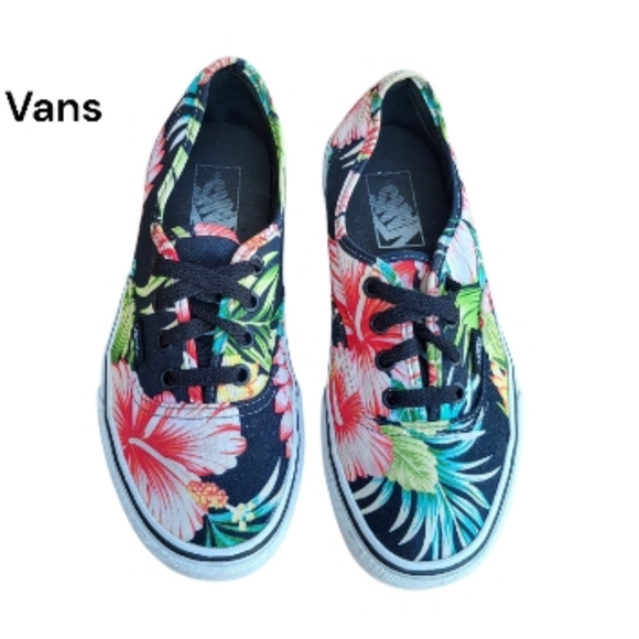 Vans Floral Hawaiian Sk8 Skate Athletic Tennis Shoe Sneaker Black White Women 7 - Picture 3 of 10